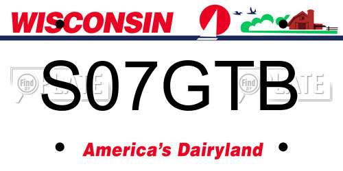 S07GTB Wisconsin License Plate