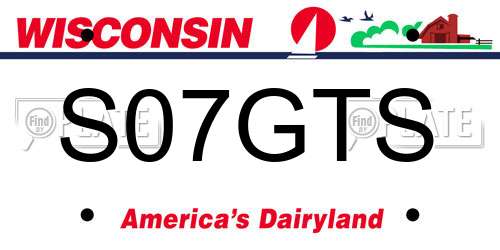 S07GTS Wisconsin License Plate