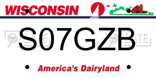 S07GZB Wisconsin License Plate
