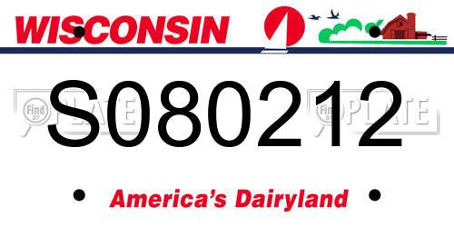 S080212 Wisconsin License Plate