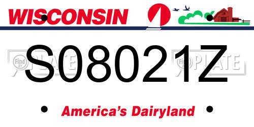 S08021Z Wisconsin License Plate