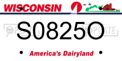S0825O Wisconsin License Plate