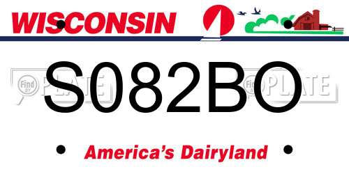 S082BO Wisconsin License Plate