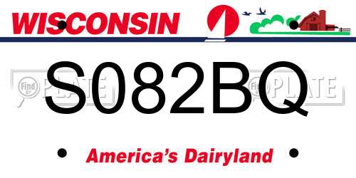S082BQ Wisconsin License Plate