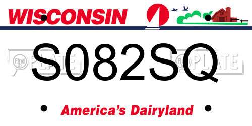 S082SQ Wisconsin License Plate