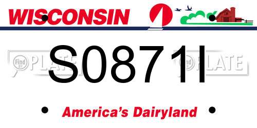 S0871I Wisconsin License Plate