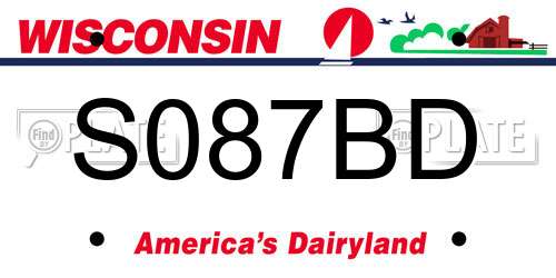 S087BD Wisconsin License Plate