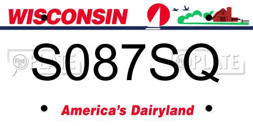S087SQ Wisconsin License Plate