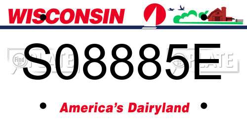 S08885E Wisconsin License Plate