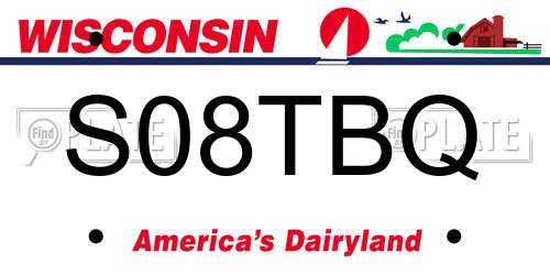 S08TBQ Wisconsin License Plate