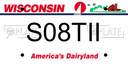 S08TII Wisconsin License Plate