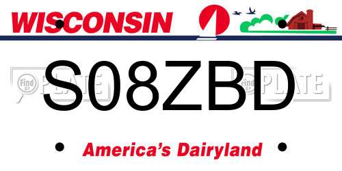 S08ZBD Wisconsin License Plate