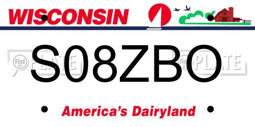 S08ZBO Wisconsin License Plate