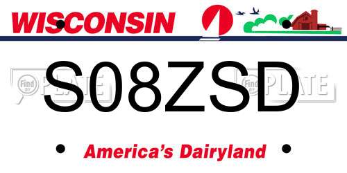 S08ZSD Wisconsin License Plate
