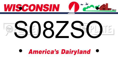 S08ZSO Wisconsin License Plate