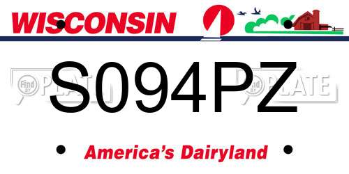 S094PZ Wisconsin License Plate