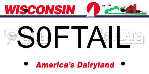 S0FTAIL Wisconsin License Plate