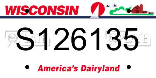 S126135 Wisconsin License Plate