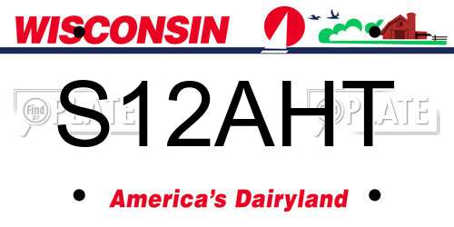 S12AHT Wisconsin License Plate