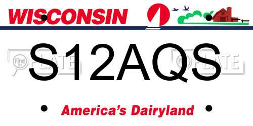 S12AQS Wisconsin License Plate