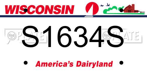 S1634S Wisconsin License Plate