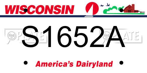 S1652A Wisconsin License Plate