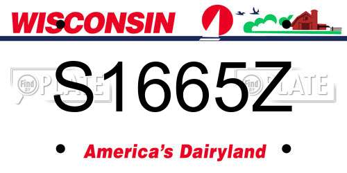 S1665Z Wisconsin License Plate