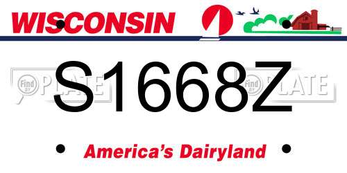 S1668Z Wisconsin License Plate