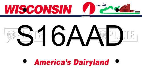 S16AAD Wisconsin License Plate