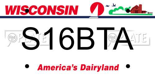 S16BTA Wisconsin License Plate