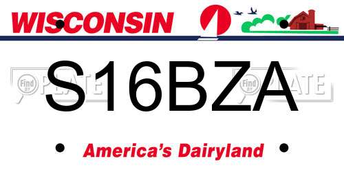 S16BZA Wisconsin License Plate