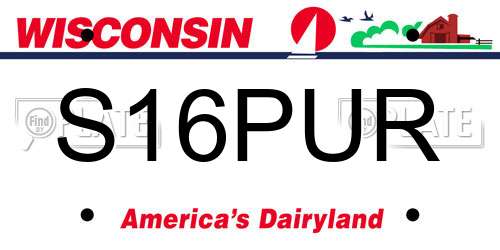 S16PUR Wisconsin License Plate