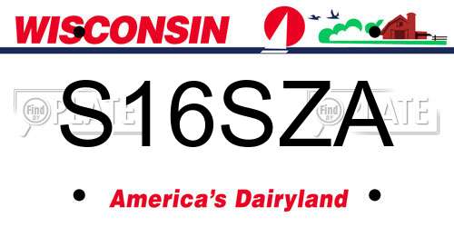 S16SZA Wisconsin License Plate