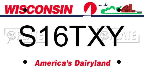 S16TXY Wisconsin License Plate