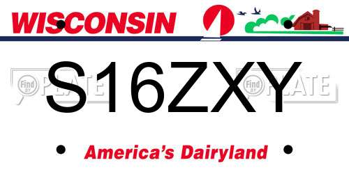 S16ZXY Wisconsin License Plate