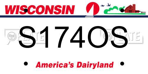 S174OS Wisconsin License Plate