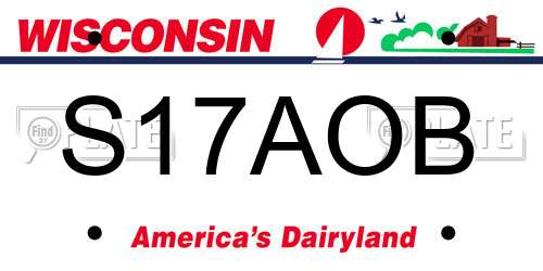 S17AOB Wisconsin License Plate