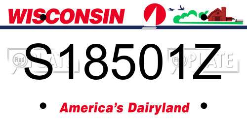 S18501Z Wisconsin License Plate