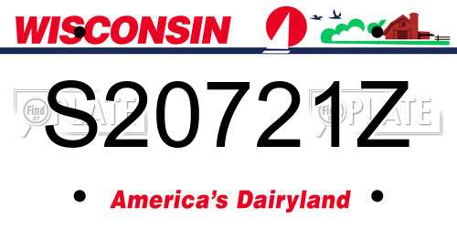 S20721Z Wisconsin License Plate