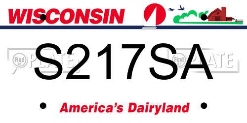 S217SA Wisconsin License Plate