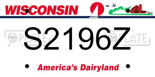 S2196Z Wisconsin License Plate