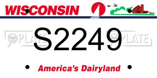S2249 Wisconsin License Plate