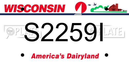 S2259I Wisconsin License Plate