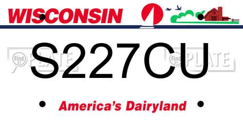 S227CU Wisconsin License Plate