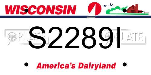 S2289I Wisconsin License Plate