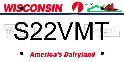 S22VMT Wisconsin License Plate