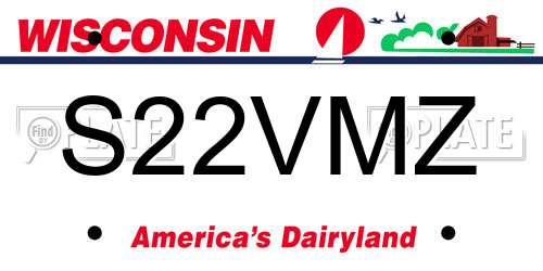 S22VMZ Wisconsin License Plate
