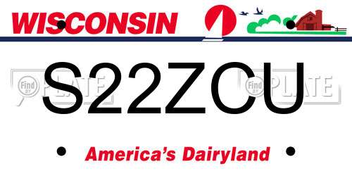 S22ZCU Wisconsin License Plate