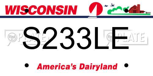 S233LE Wisconsin License Plate