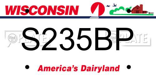 S235BP Wisconsin License Plate